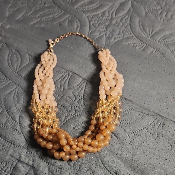Vintage Multi-Strand Beaded Statement Necklace – Neutral Elegance - Picture 1 of 4